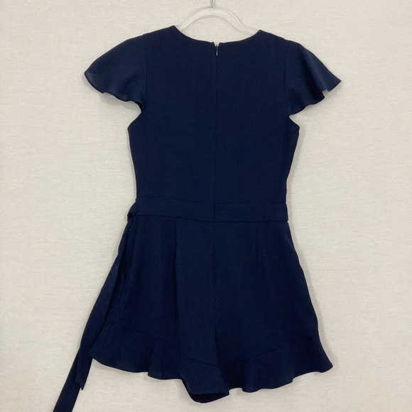 Parker Navy Flutter Sleeve V Neck Belted Rompers size 2 - Picture 7 of 9
